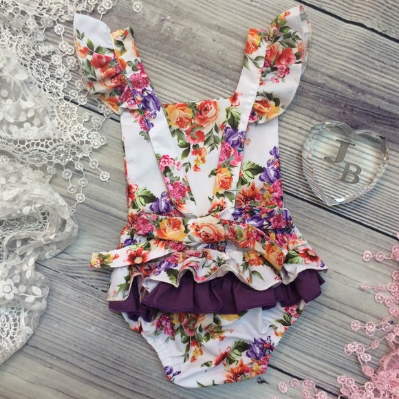 Boutique Baby Girls Fuchsia Floral Romper - Picture 2 of 3